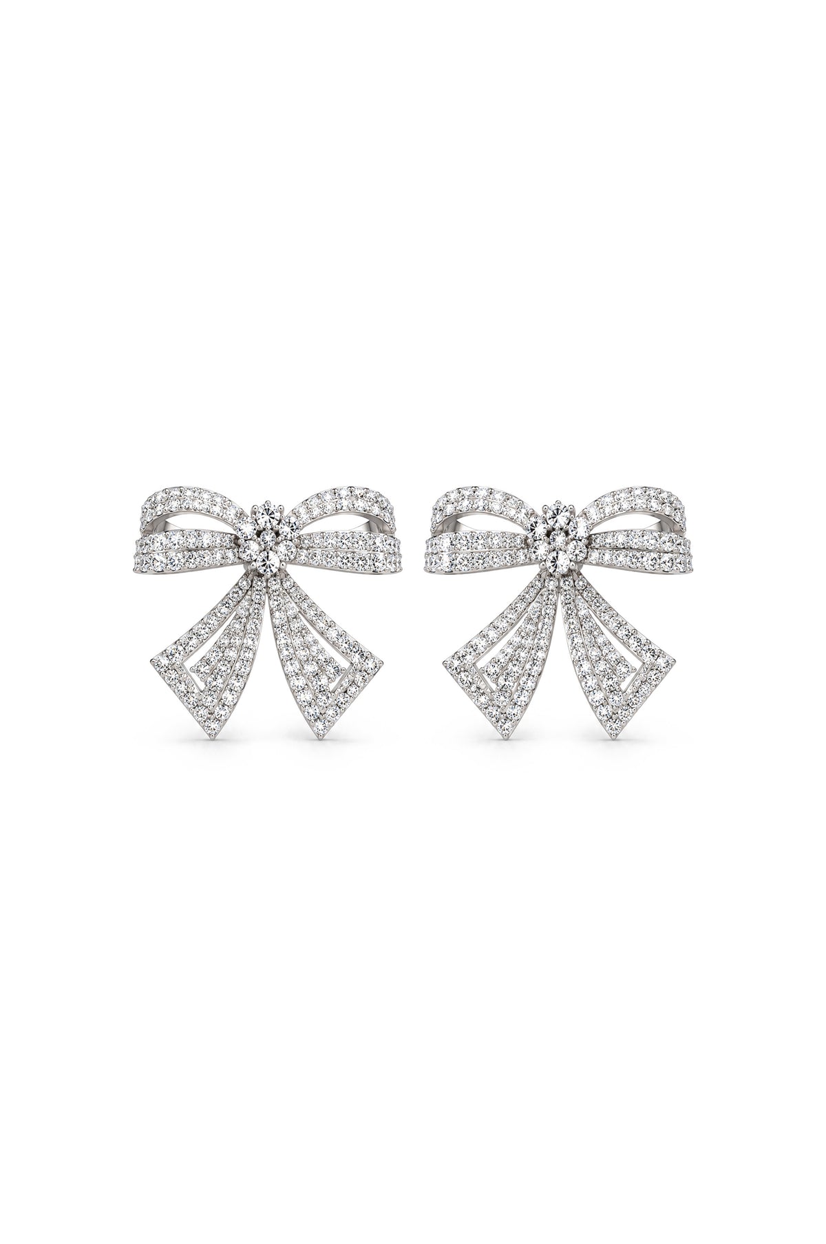 أقراط Crystal Bow Statement باللون الفضي