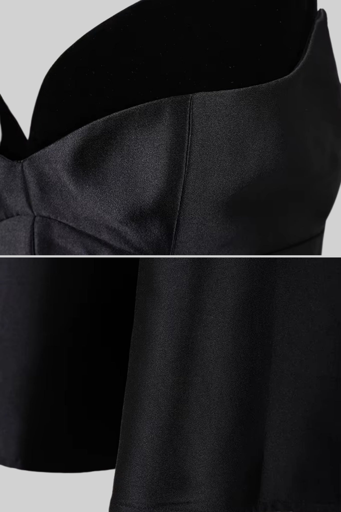 فستان ضيق بدون أكمام بياقة على شكل قلب وتنورة مكشوفة بطول الركبة - باللون الأسود