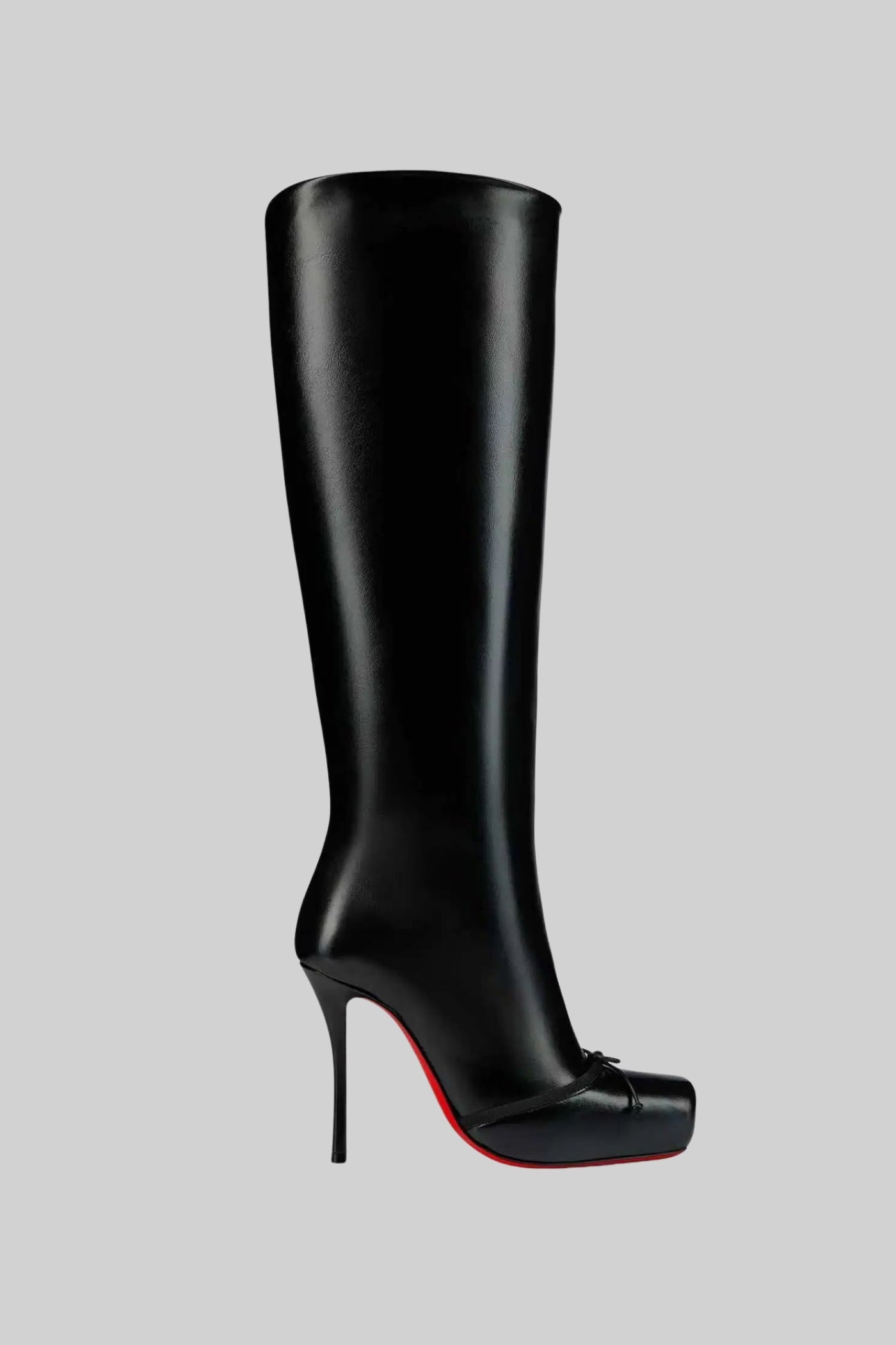 High-Heel Knee Boots With Red Soles – Black