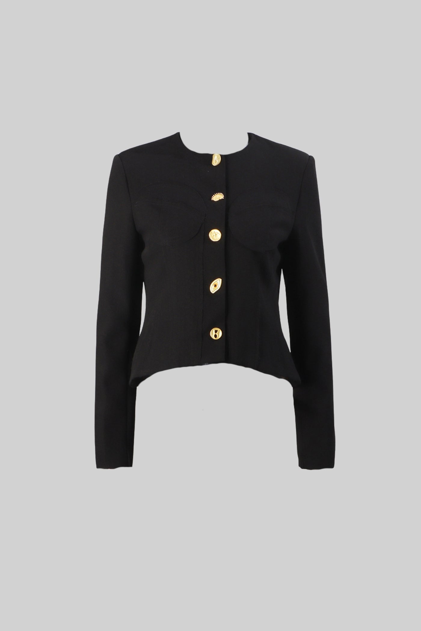 طقم منسق بأزرار ذهبية بارزة - أسود
