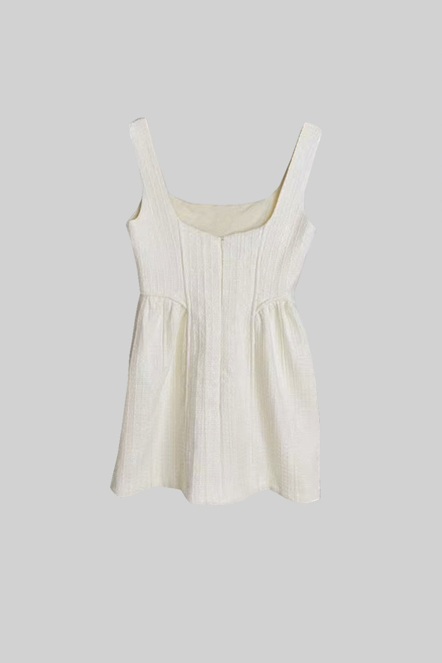 فستان ميني بدون أكمام بنسيج محكم وجسم ضيق - Ivoire