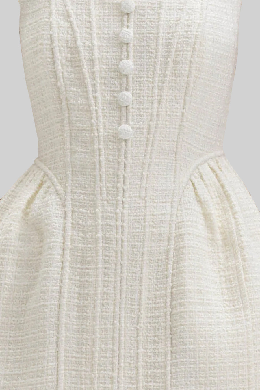 فستان ميني بدون أكمام بنسيج محكم وجسم ضيق - Ivoire