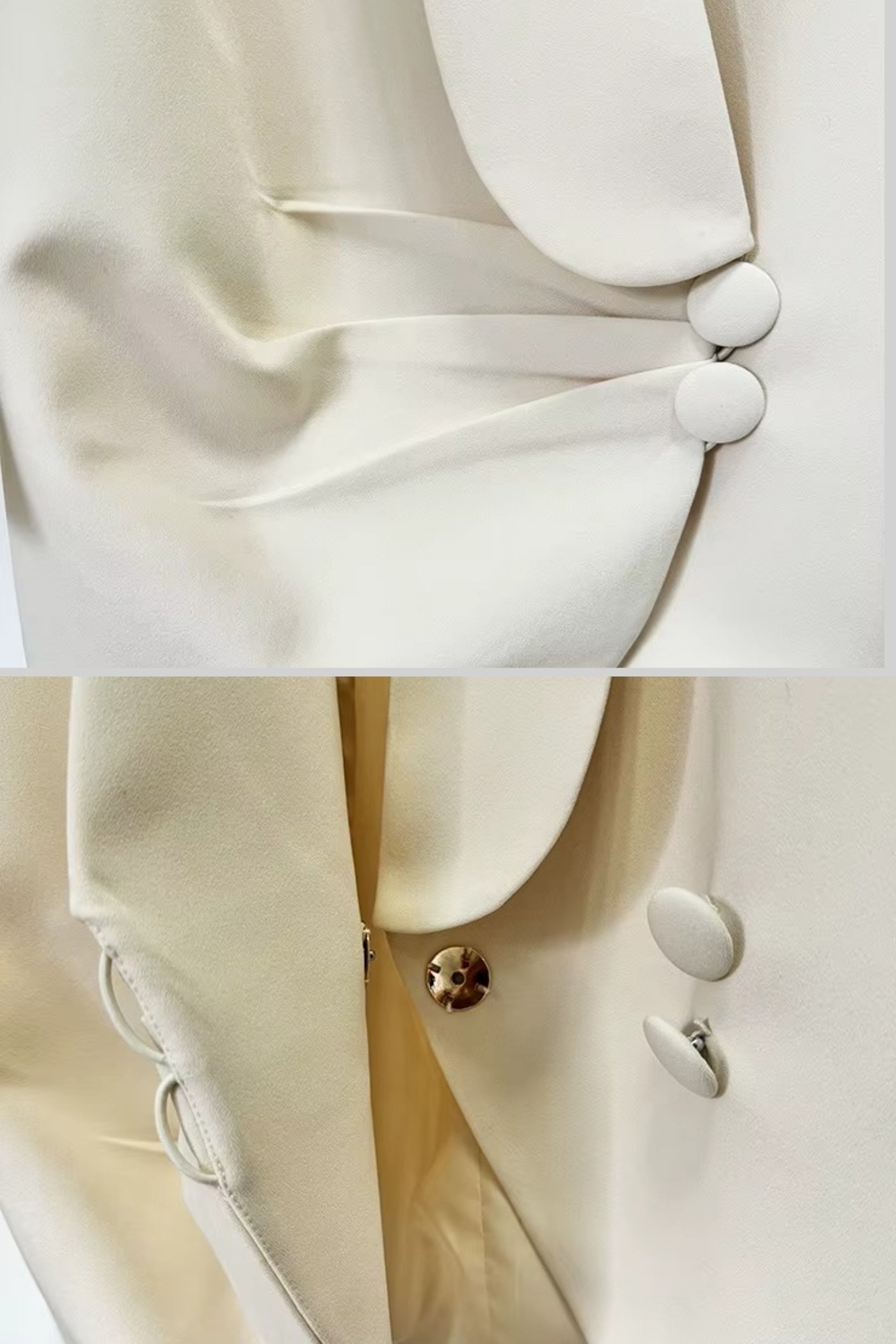 بليزر درابيه مع تطريز معقد على الكتف - Ivoire