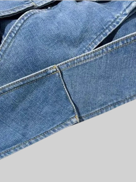 توب بستيير مزين بعقدة - أزرق