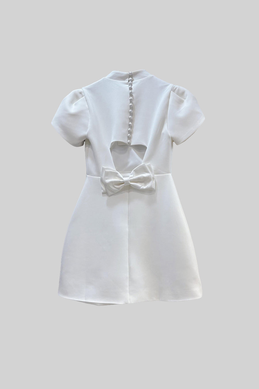 فستان ميني أنيق مع فتحة خلفية وربطة - أبيض 