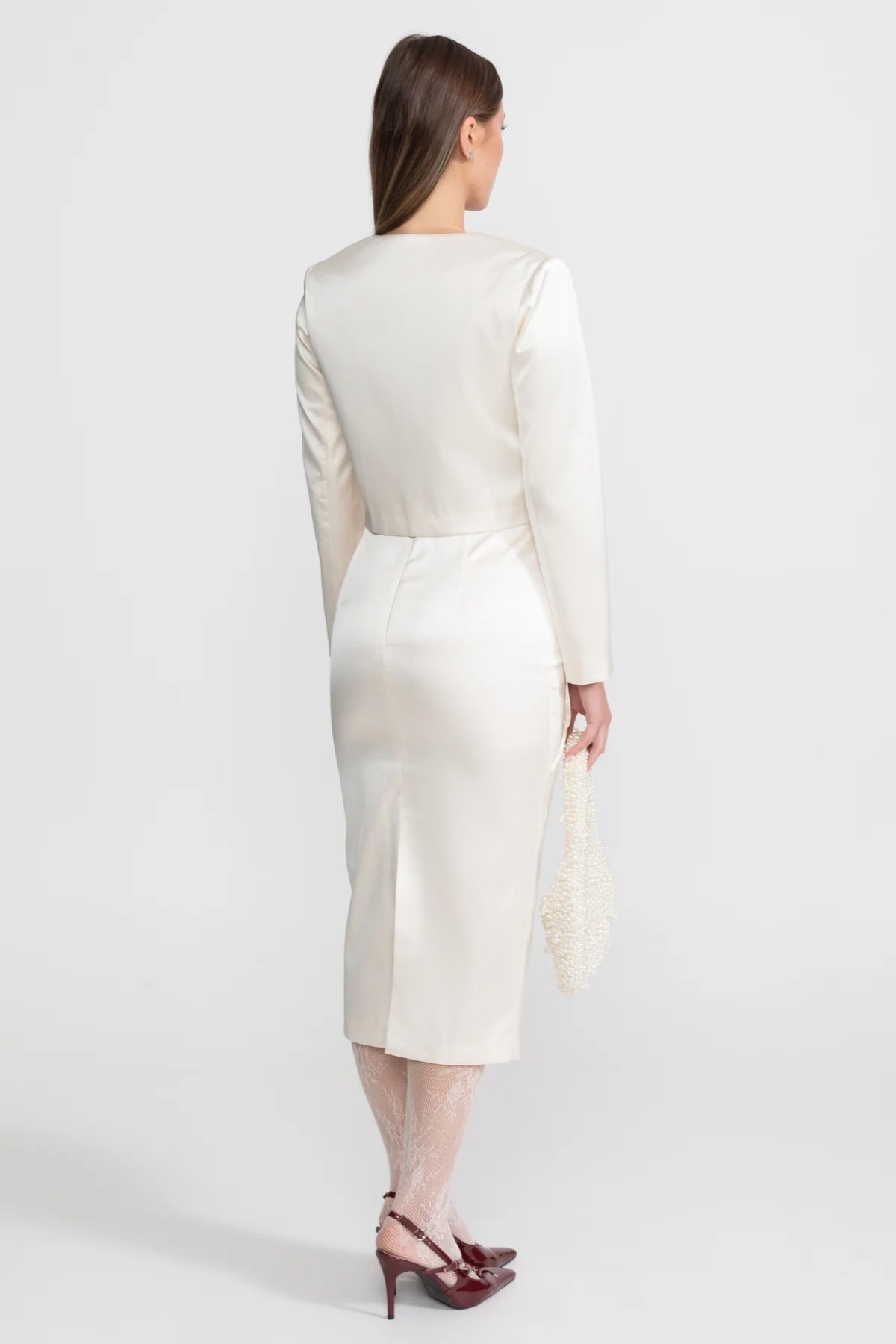 Taffeta Top with 3D Floral Appliqué - Ivoire