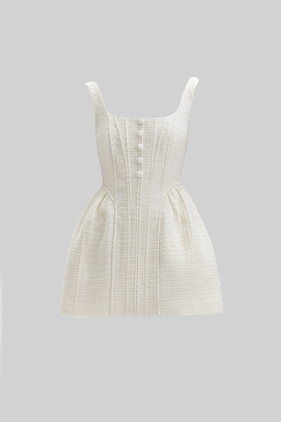 Textured Sleeveless Mini Dress With Fitted Bodice  - Ivoire