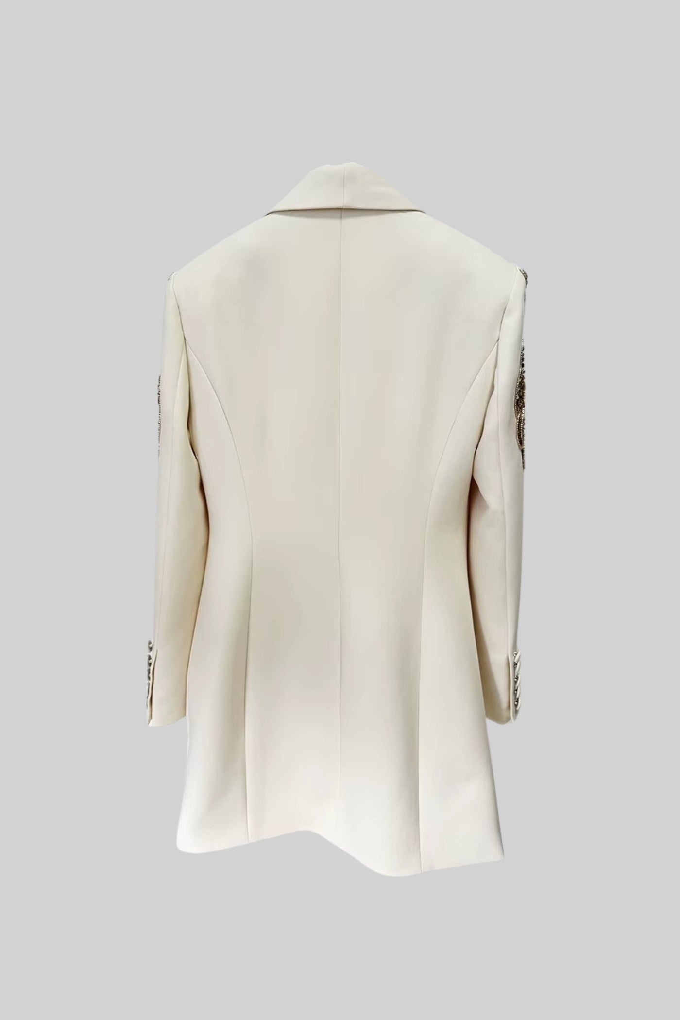 Draping Blazer With Intricate Shoulder Embroidery - Ivoire