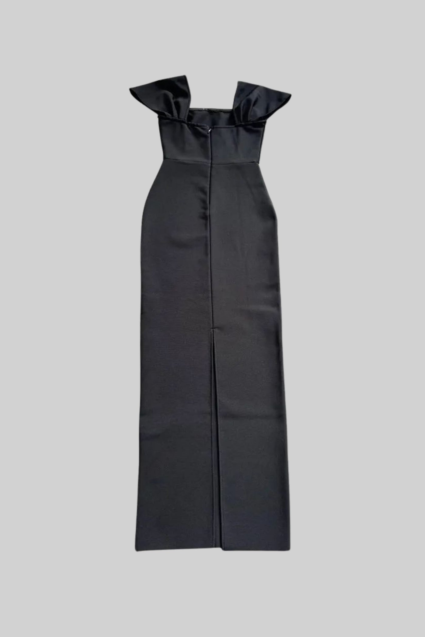 Off-Shoulder Fitted Gown With Crystal Embellishments  – Black