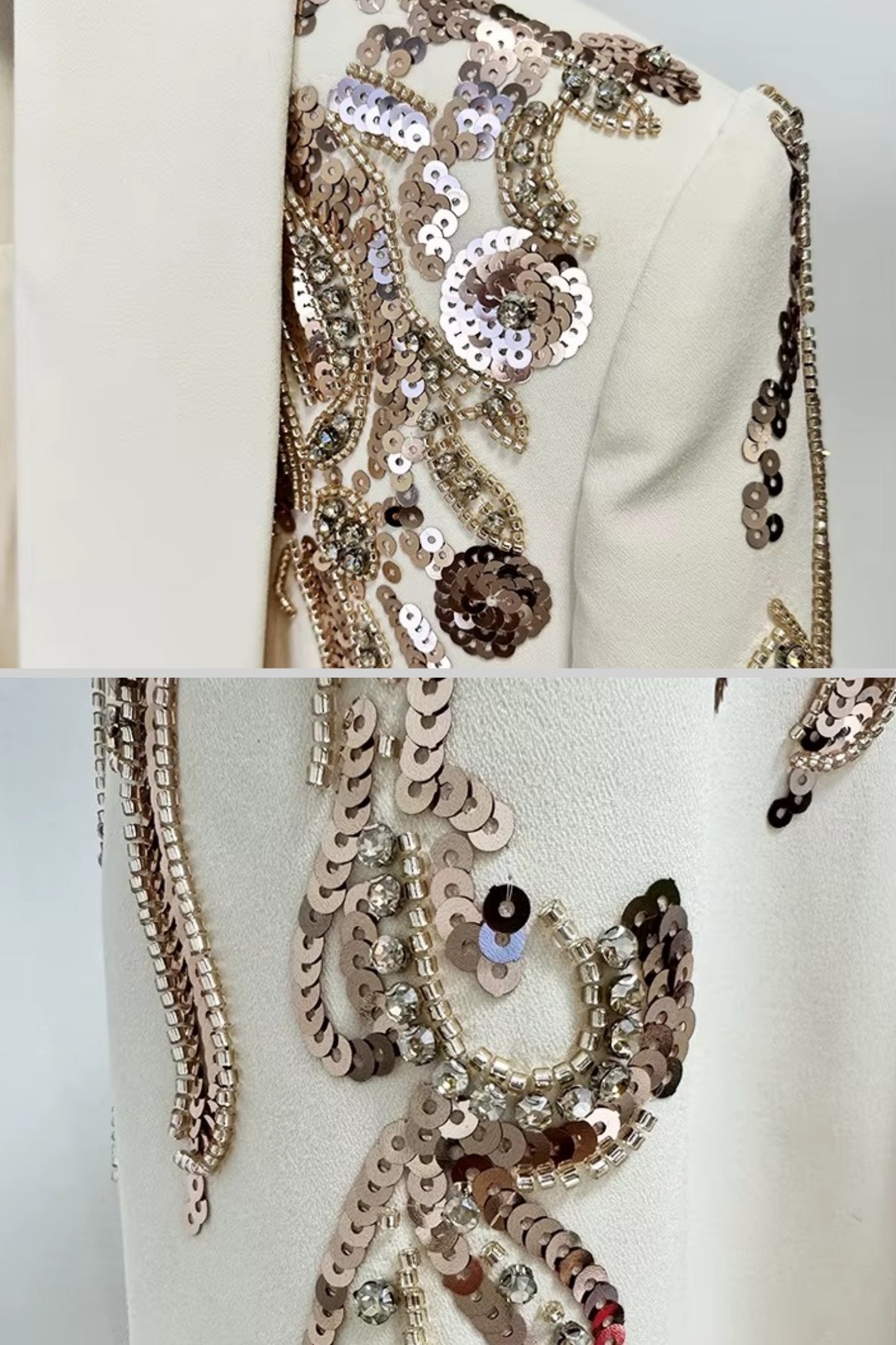 Draping Blazer With Intricate Shoulder Embroidery - Ivoire