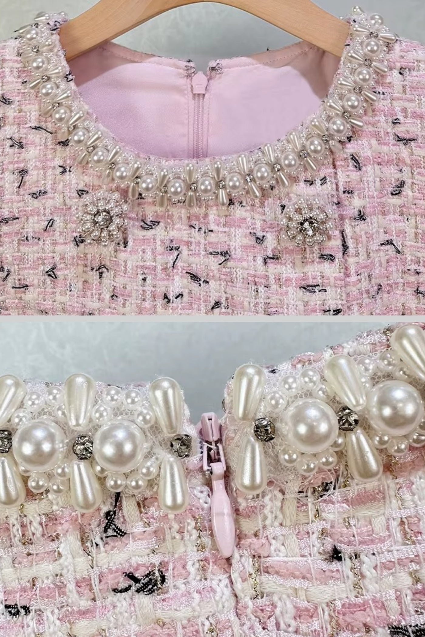 فستان ميني أنيق ذو نسيج مميز بأكمام قصيرة وحزام متناسق - وردي 