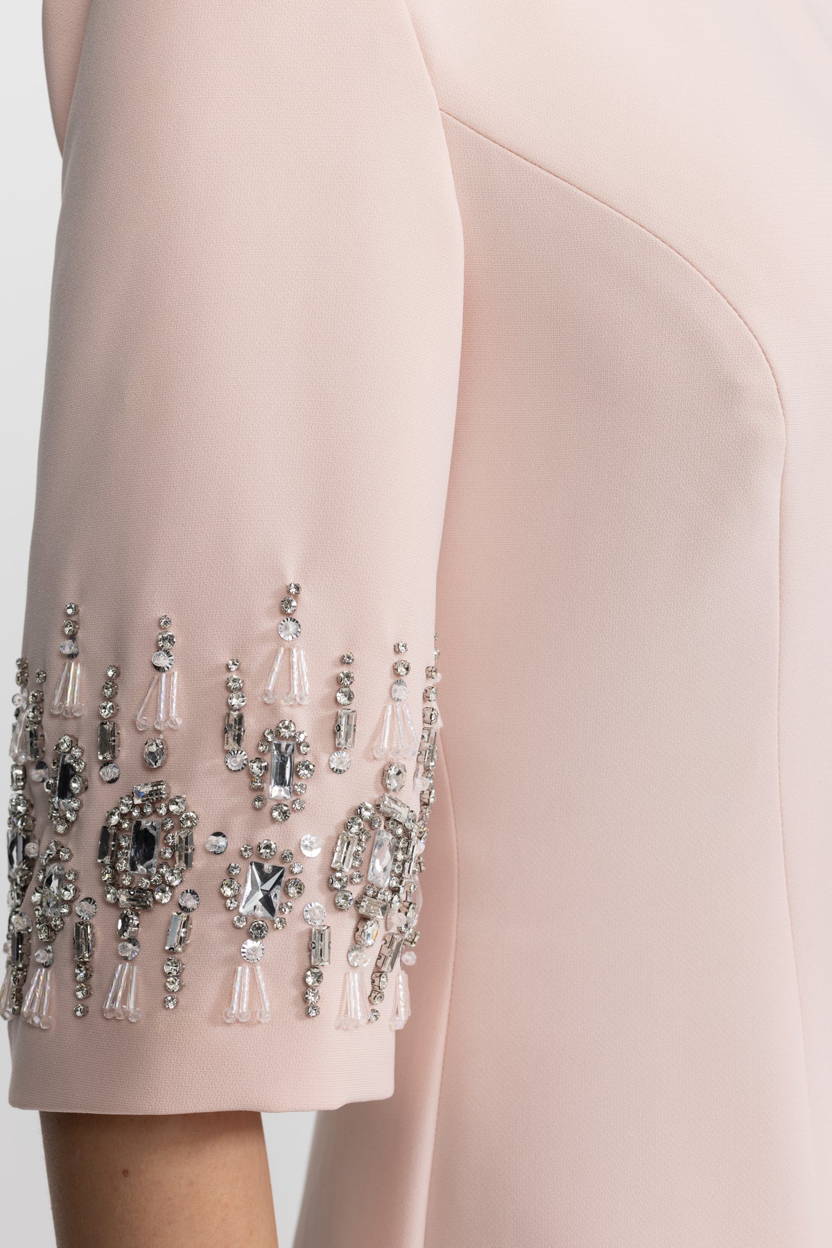 Crystal Embellished Collar and Cuff Maxi Dress - Pink