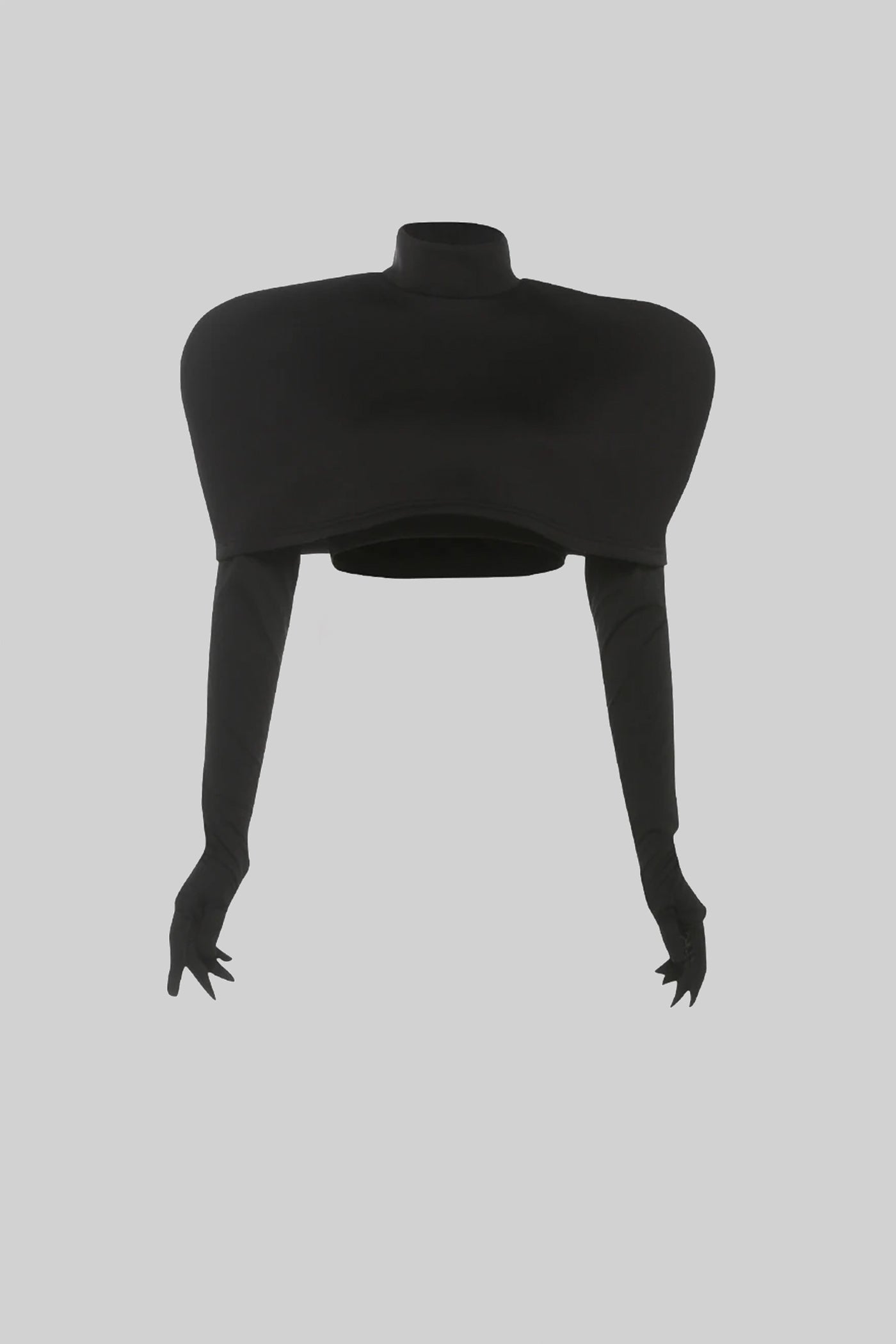 طقم توب قصير وعباءة بكتف منحوتة - أسود 