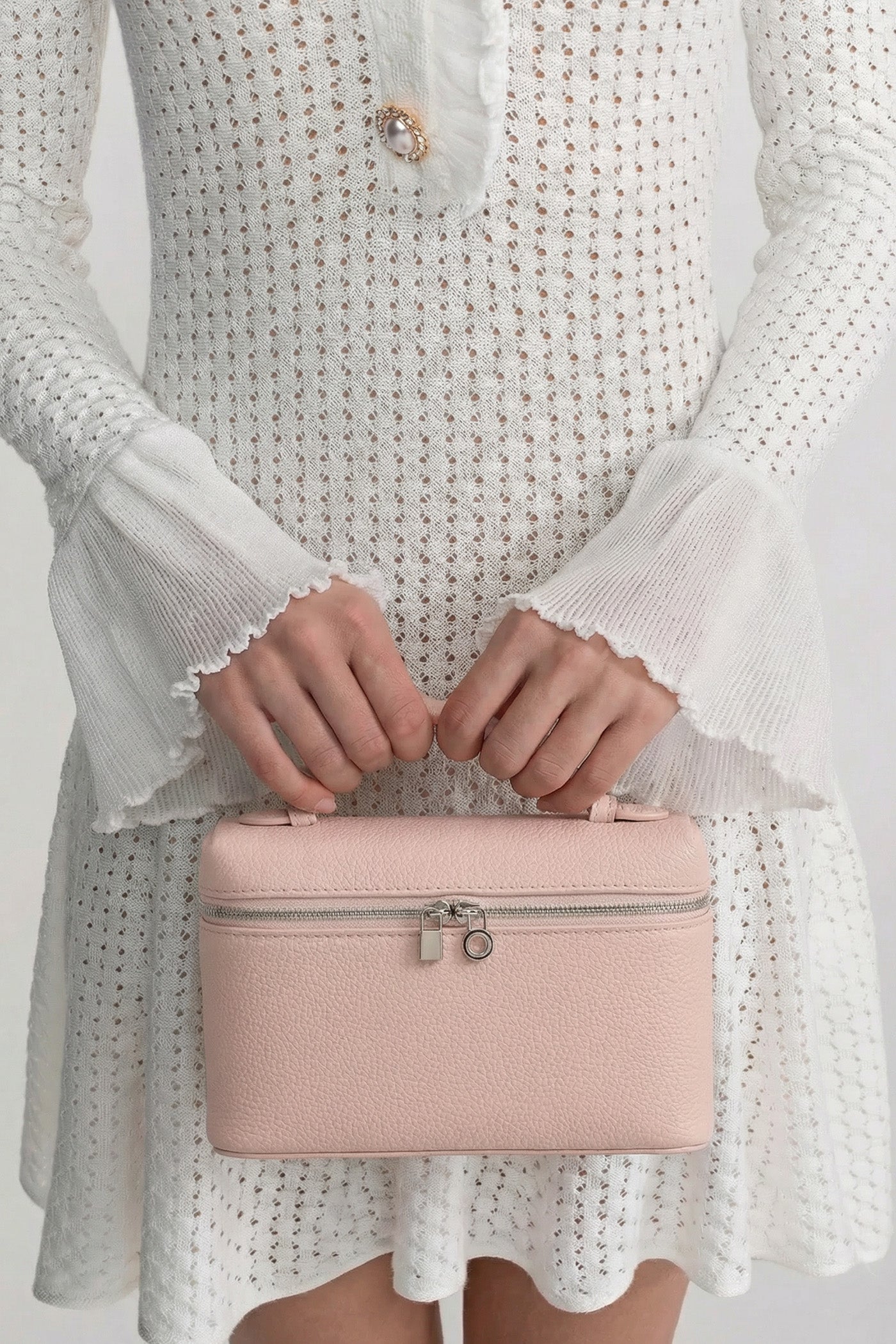 Structured Vanity Bag With Top Handle - Pink